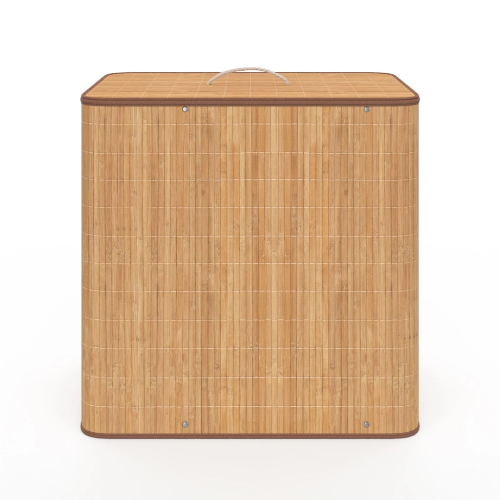 IDMarket - ALBA cesto de la ropa de bambú, 3 cubos, tejido crudo