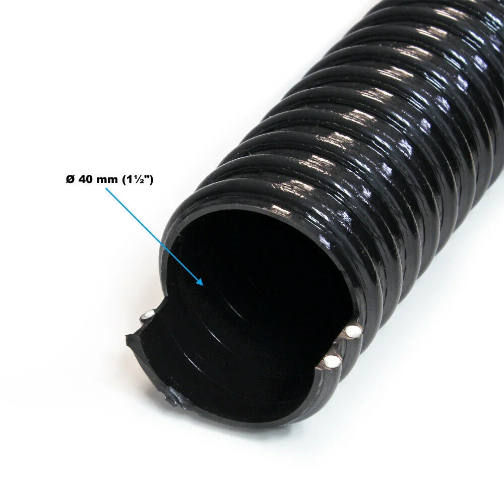 Tubo flessibile a spirale per laghetto da 5 m diametro 38 mm (1 1/2") tubo di aspirazione per laghetto koi nero nero 16_0001599