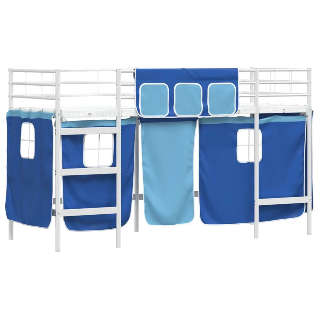 Struttura del Letto Loft per Bambini con Tendine Bianco e Blu 42020815