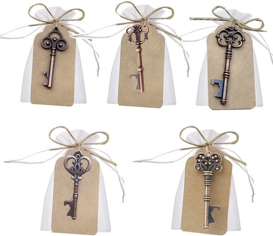 Set di Accessori per Festa - 50 pezzi - Borsa trasparente - Appoggio per bottiglia - Apribottiglia - Ideale per matrimoni - Matrimonio souvenir