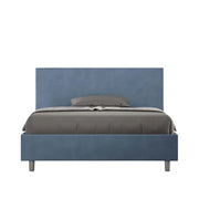 BS COM Letto una piazza e mezza con rete imbottito 130x210 microfibra blu