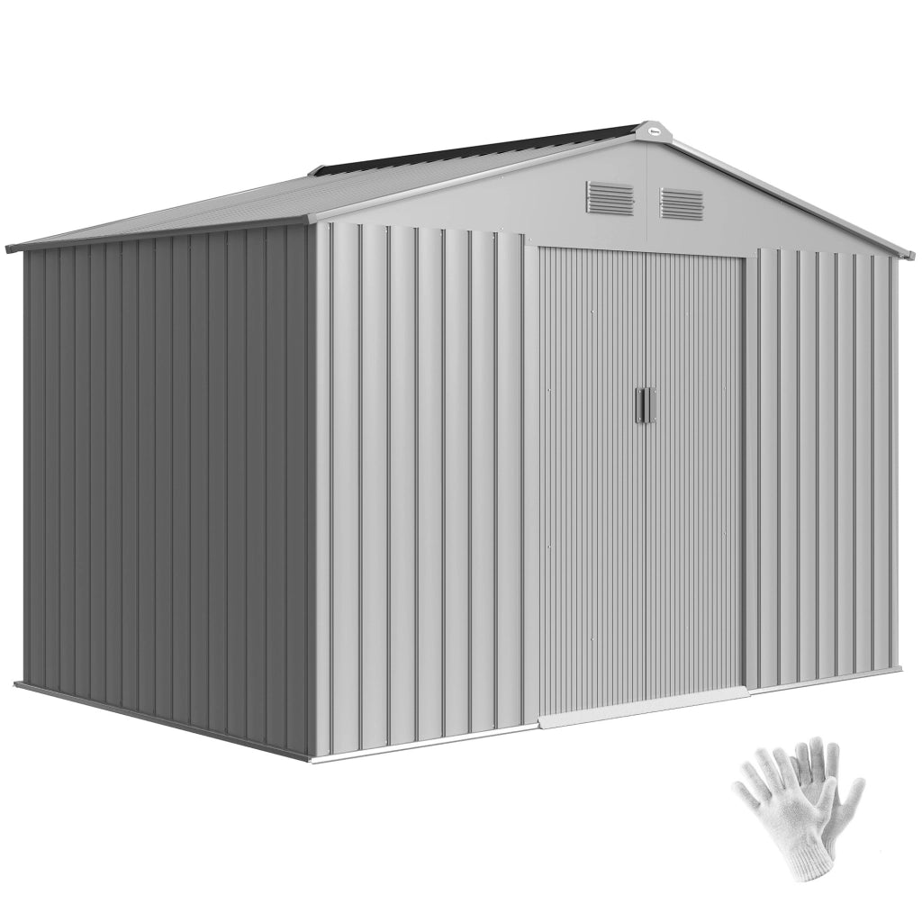 Casetta da Giardino 4,9 m2 ¨C Xylo ¨C 277x195x192 cm Grigio con Porta Scorrevole e Ventilazione