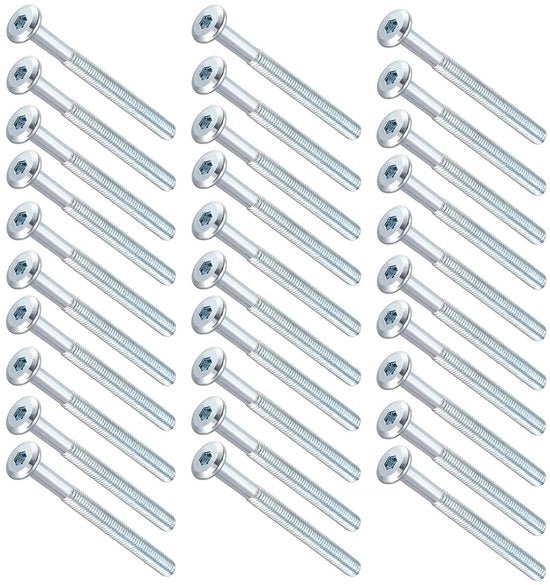 Viti a testa piatta Premium - Viti M6 x 70mm - Viti a testa piatta - Viti a inbus - In acciaio inossidabile galvanizzato - 30 pezzi - Viti di connessione per mobili - Per mobili - Letti per bambini - Letti - Sedie