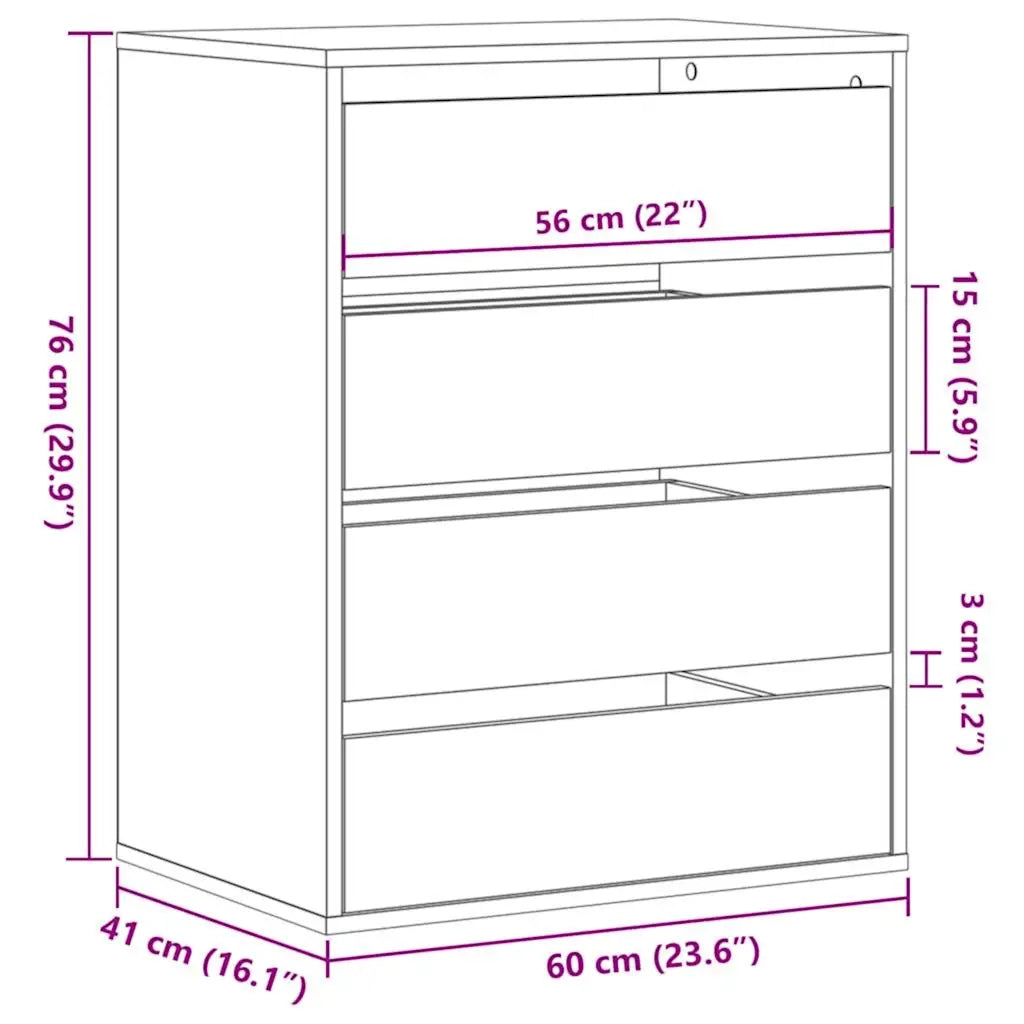 Cassettiera Angolare Rovere Artigianale 60x41x76cm Multistrato CFW6336453