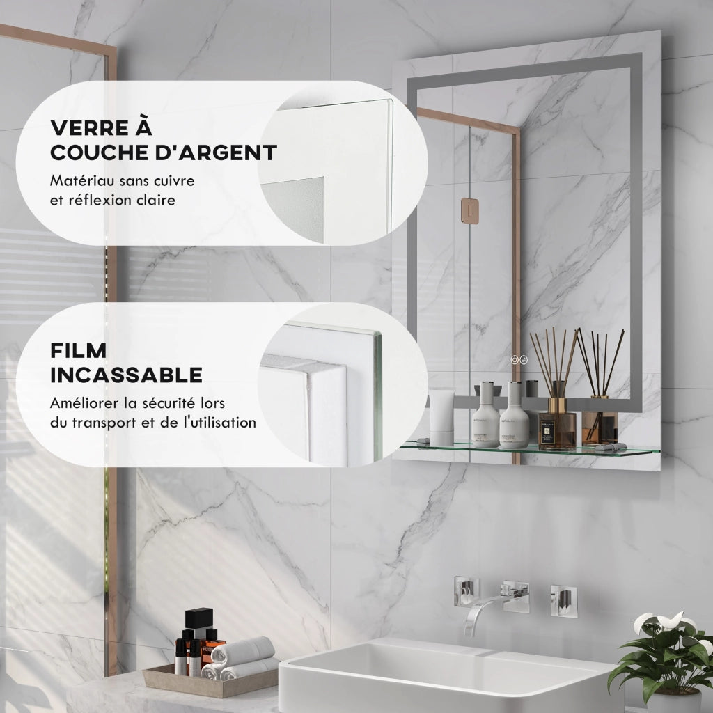 Specchio da bagno rettangolare LED ¨C Minimal ¨C 70x50 cm
