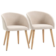 Set 2 Sedie da Pranzo con Braccioli ¨C Xylo ¨C Stile Scandinavo Legno e Tessuto Effetto Lino Beige