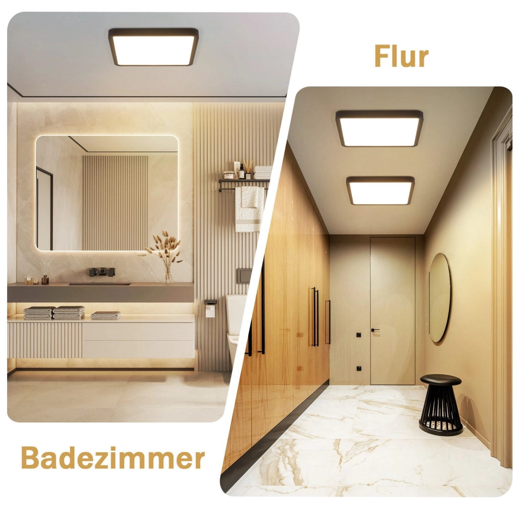 ZMH Lampada da soffitto plafoniera LED nera rotonda 22cm 15W per soggiorno corridoio