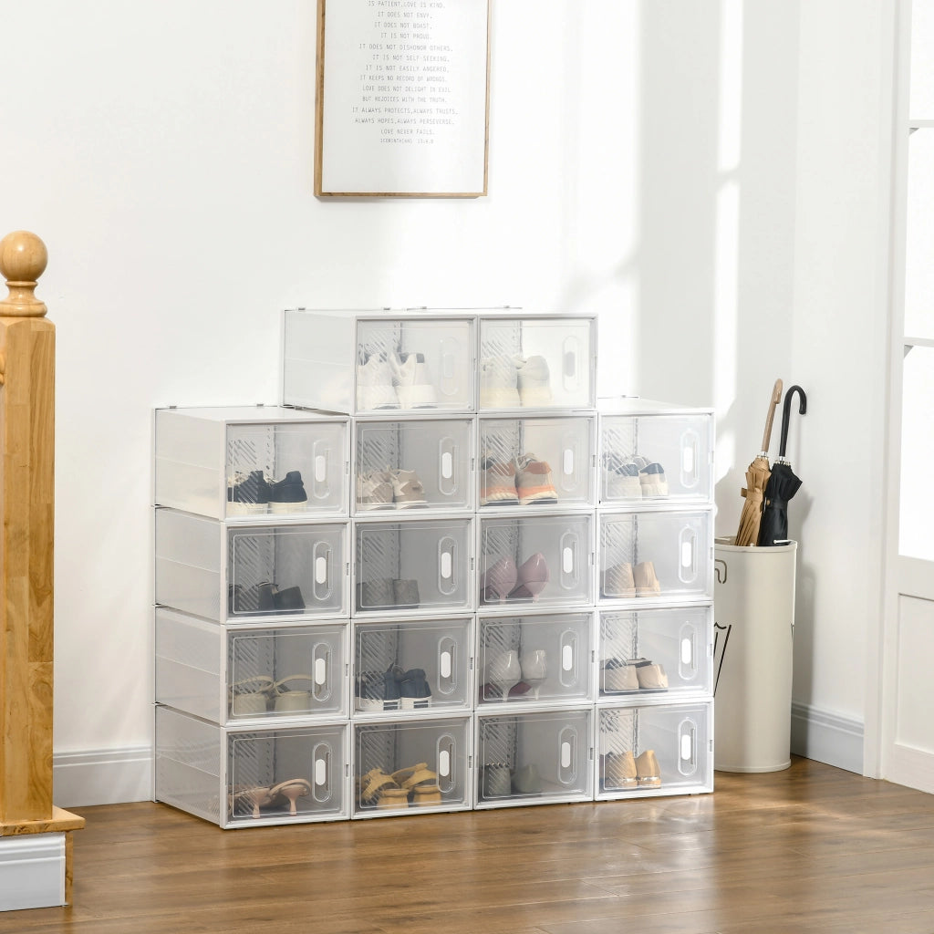 Sistema di organizzazione scarpe 18 pezzi ¨C Zephmum ¨C Bianco, Plastica, 28x36x21 cm
