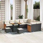 Set Divano da Giardino con cuscino 12 pcs Nero e Crema 3363215