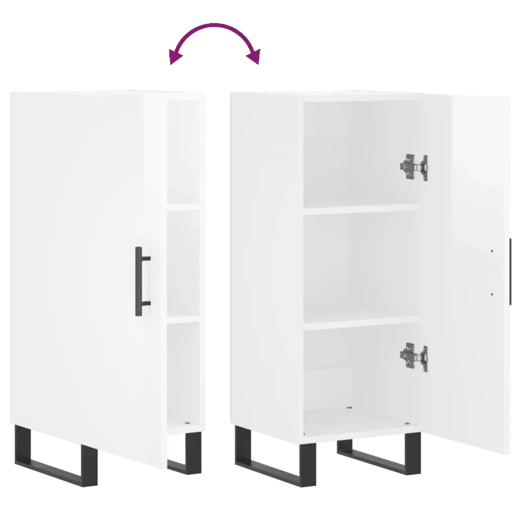 Credenza Bianco Lucido 34,5x34x90 cm in Legno Multistrato 828566