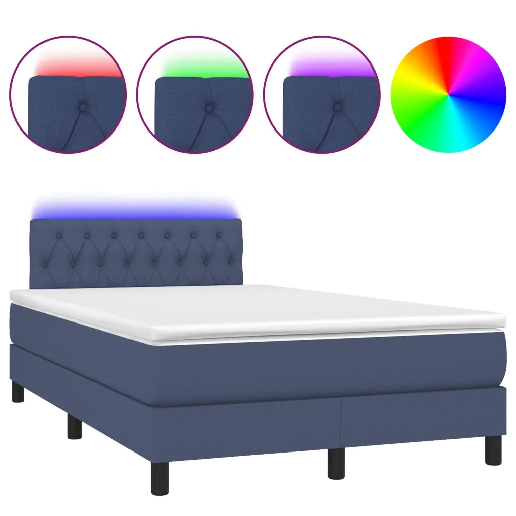 Letto a Molle con Materasso e LED Blu 120x190 cm in Tessuto 3270066