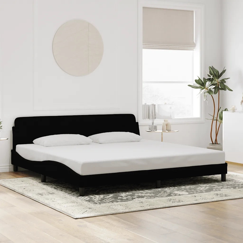 Letto matrimoniale | Letto per adulti | Giroletto Dover Nero 200x200 cm in Velluto
