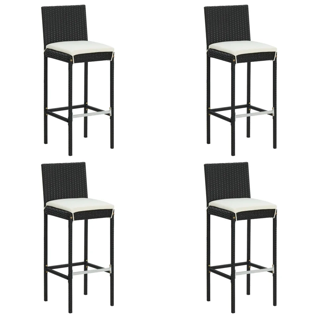 Set da Bar da Giardino 5 pz con Cuscini in Polyrattan Nero 3064860