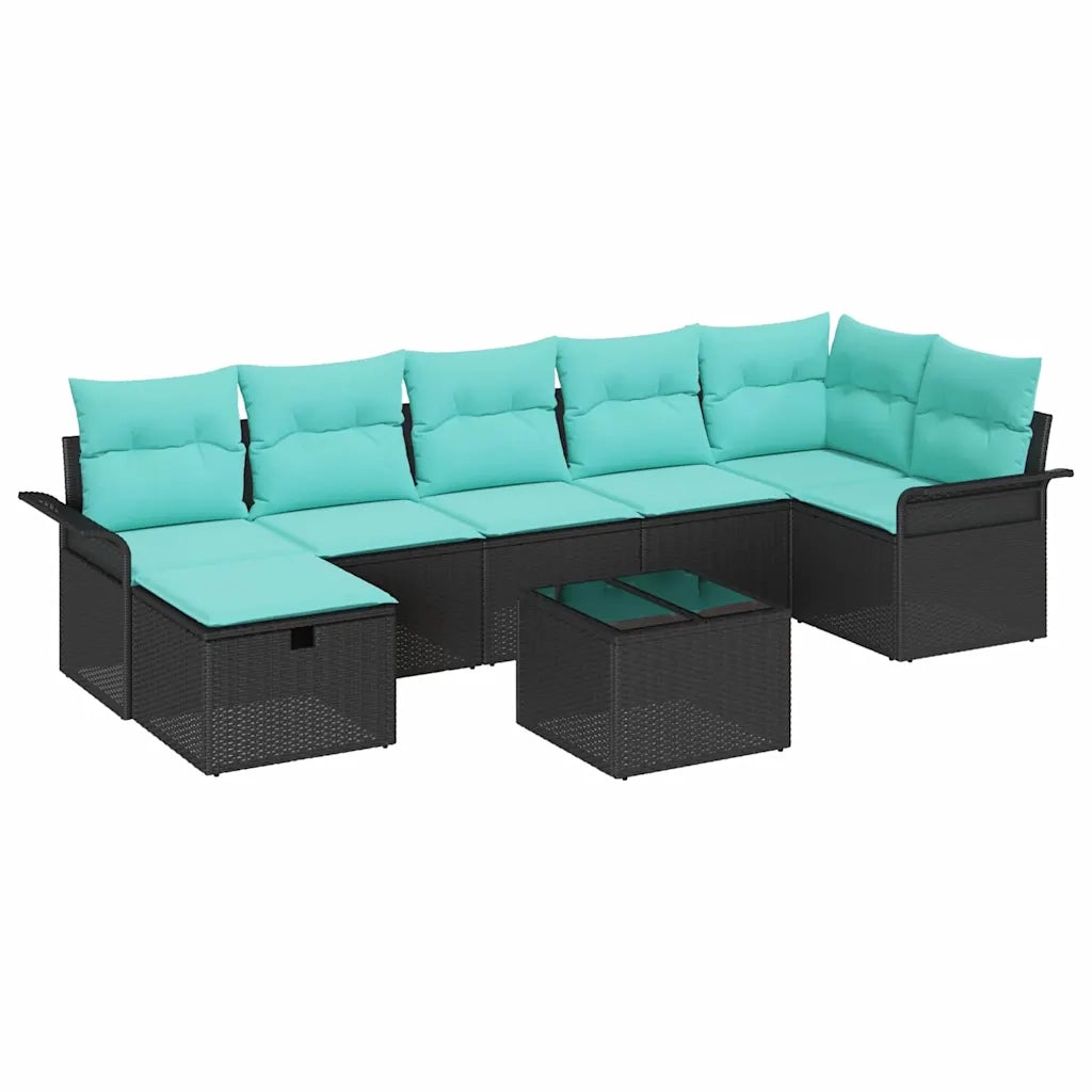 Set Divano da Giardino con cuscino 8 pcs Nero Poly Rattan 3360247