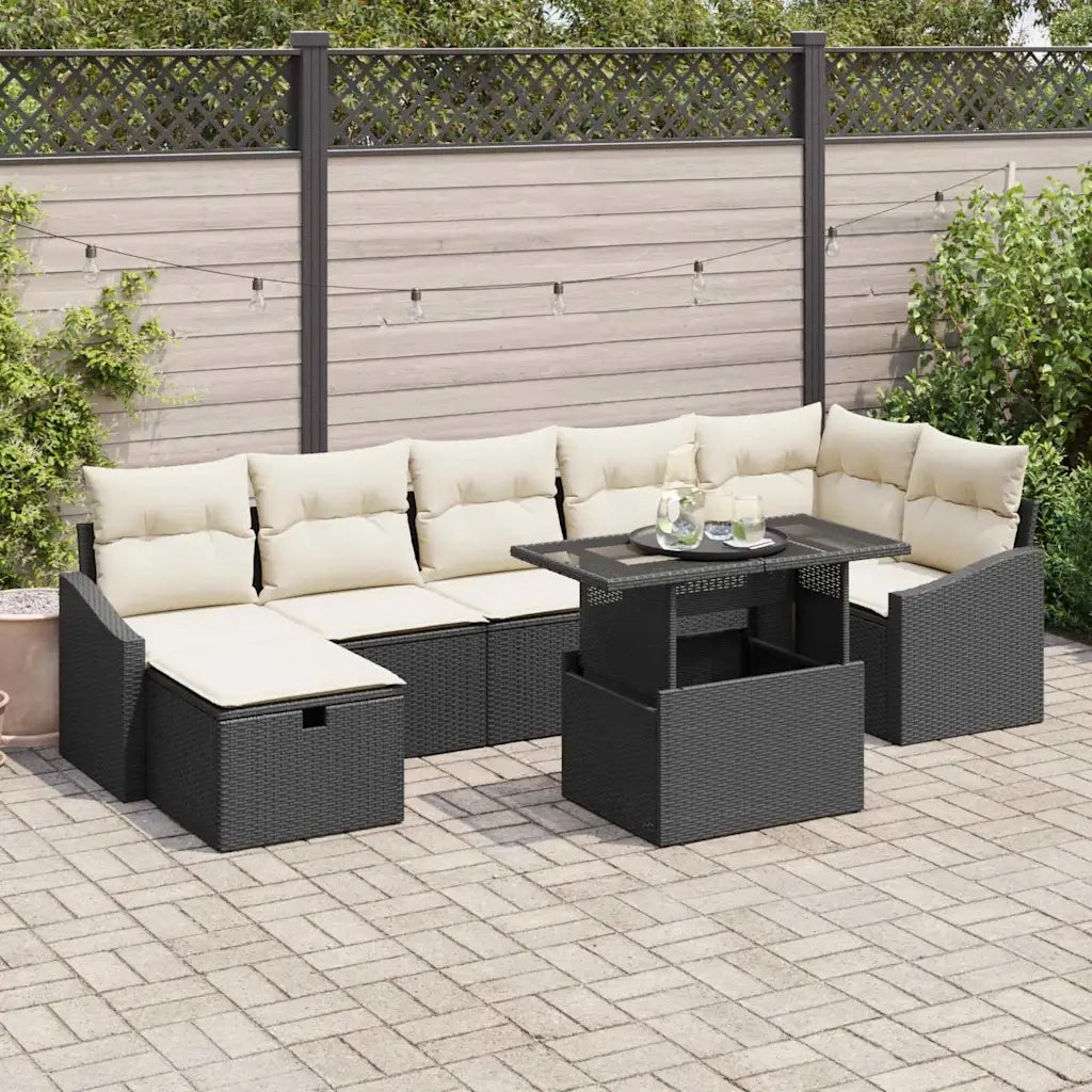 Set Divano da Giardino 8 pcs Nero polyrattan 3361176