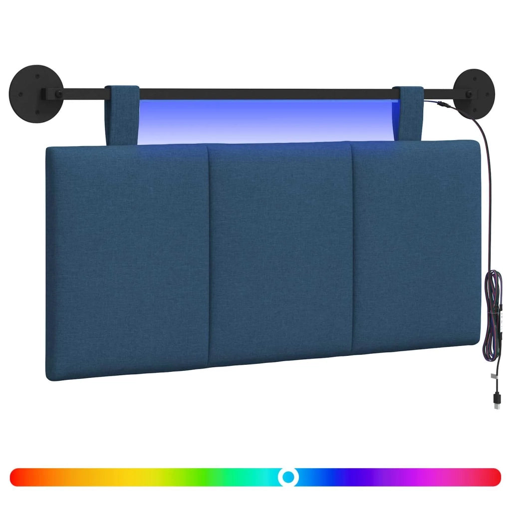 Testiera | Testata sospesa Con luce LED Blu Tessuto
