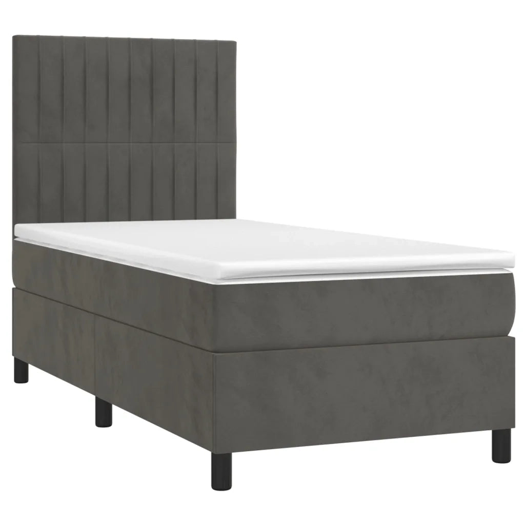 Letto a Molle con Materasso e LED Grigio Scuro 100x200 cm 3136228