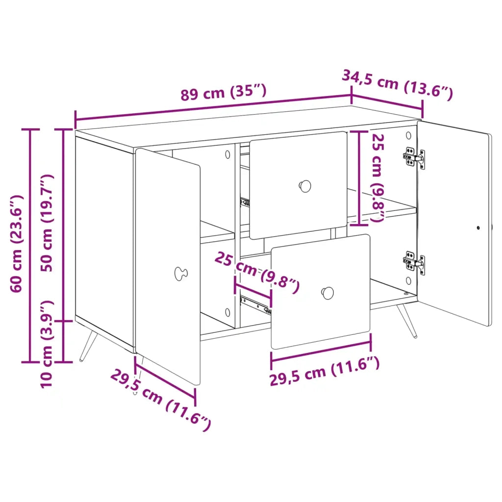 Credenza | Madia | Buffet da pranzo | Armadio da pranzo Grigio Cemento 89 x 34,5 x 60 cm Legno ingegnerizzato