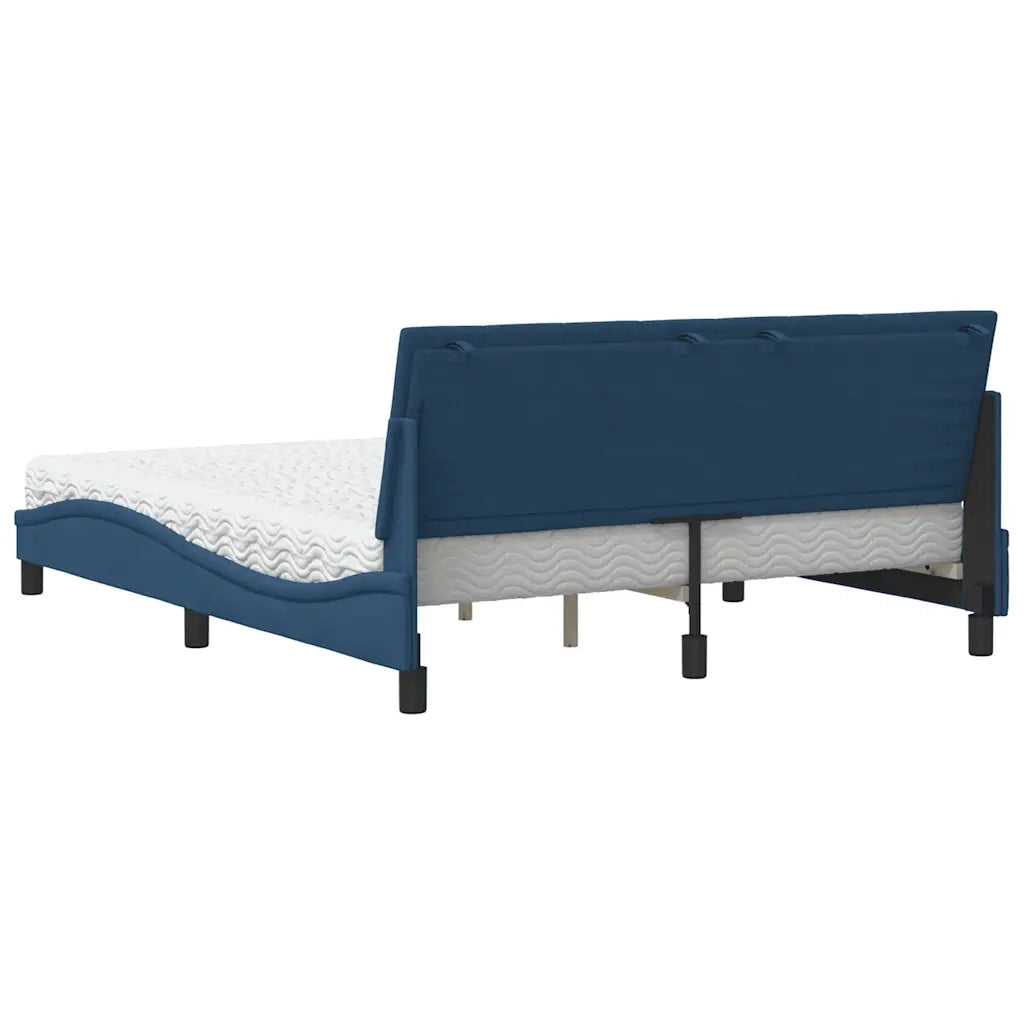 Letto con Materasso Hanko Blu 160x200 cm in Tessuto
