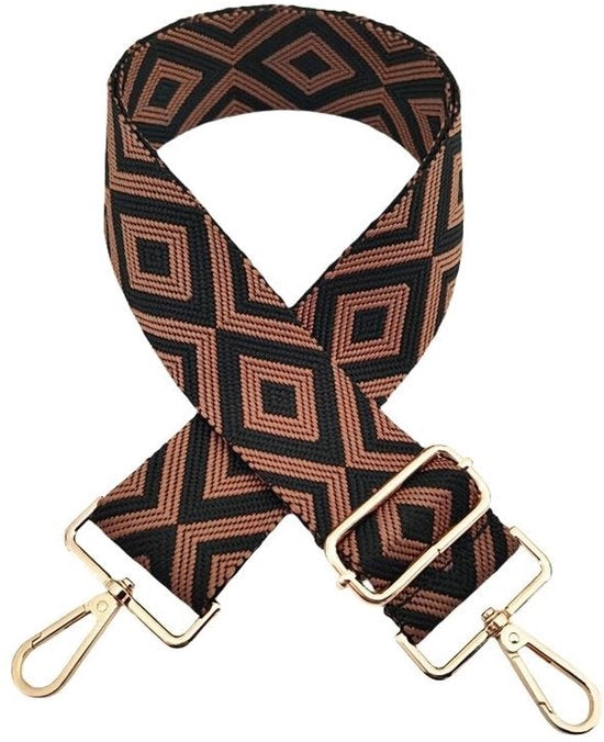 Rigidezza Regolabile da 72 a 130 cm - Larghezza 5 cm - Reticolo Colorato - Tasca a Reticolo Boho - Cinturone in Nylon Duraturo - Cinturone Universale