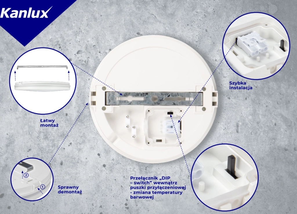 Plafoniera LED Kanlux BENO ECO nera 30cm 30W CCT IP65