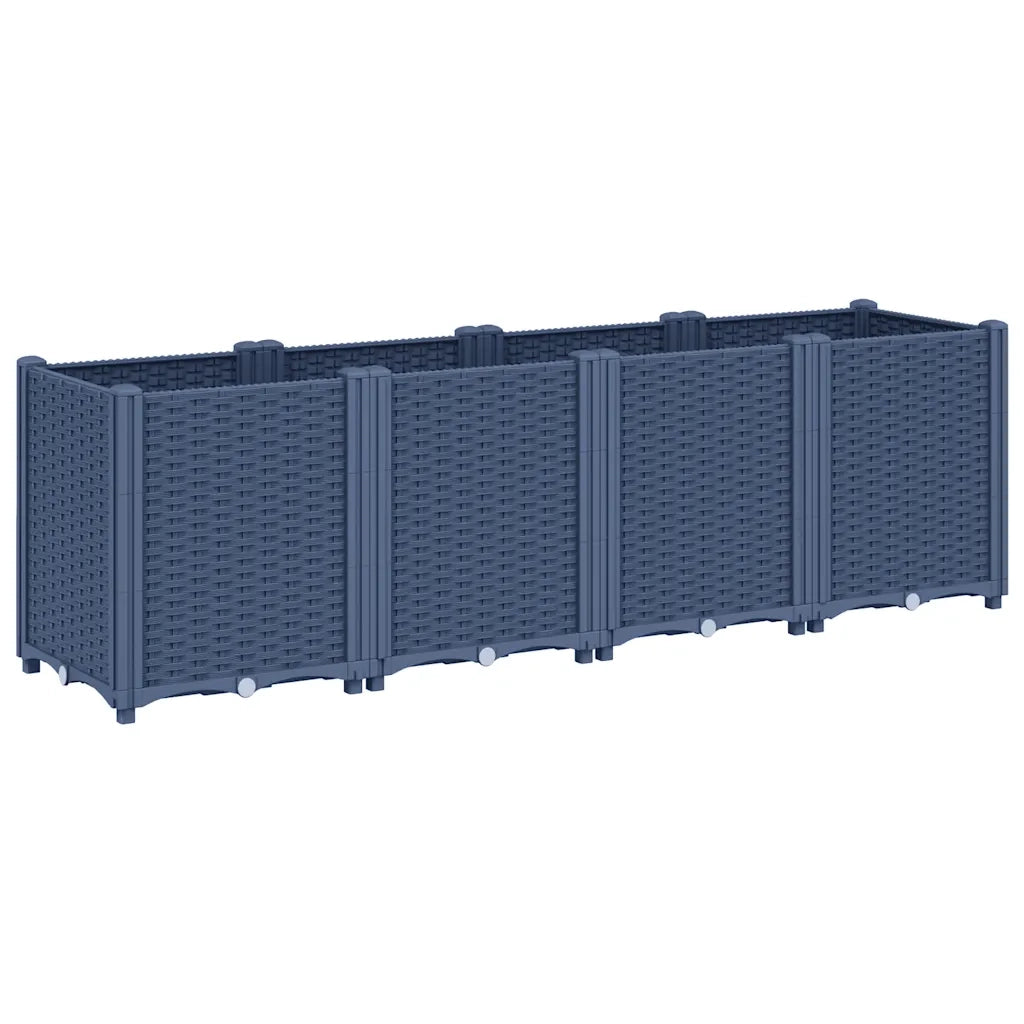 Fioriera da Giardino-Vaso da Esterno-Contenitore per Piante Grigio Blu 160x40x53 cm in PP