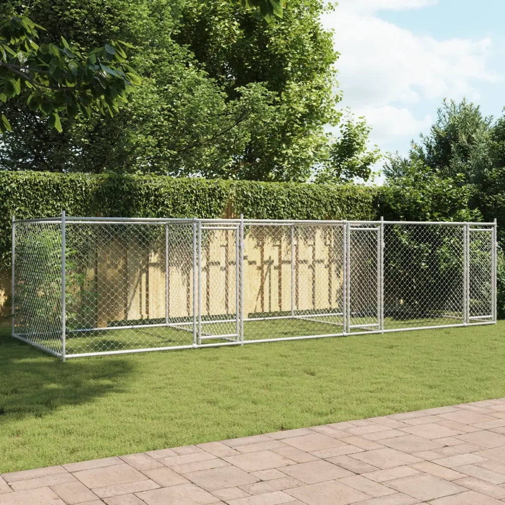 Gabbia per Cani con Porte Grigia 6x2x1,5 m in Acciaio Zincato CFW3399229