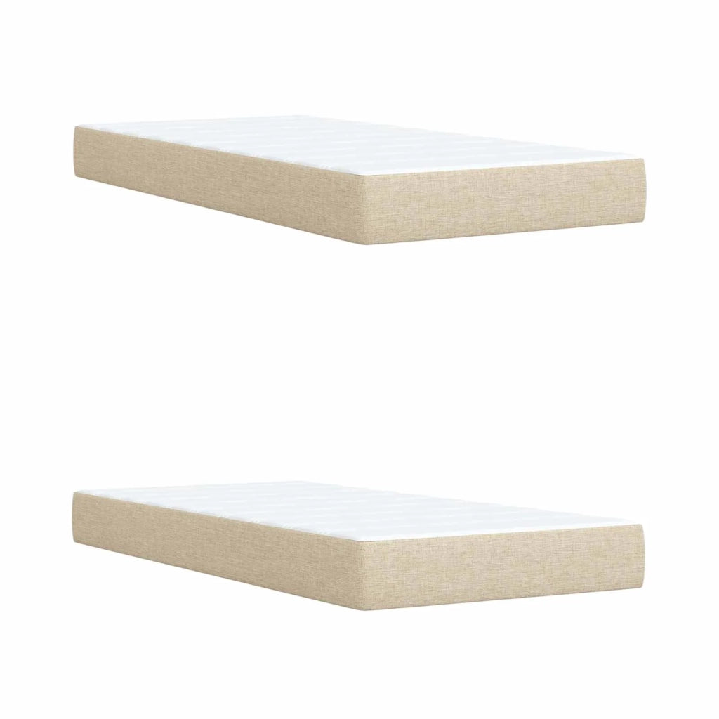 Letto box spring con materasso Crema 200 x 200 cm Tessuto 3455432