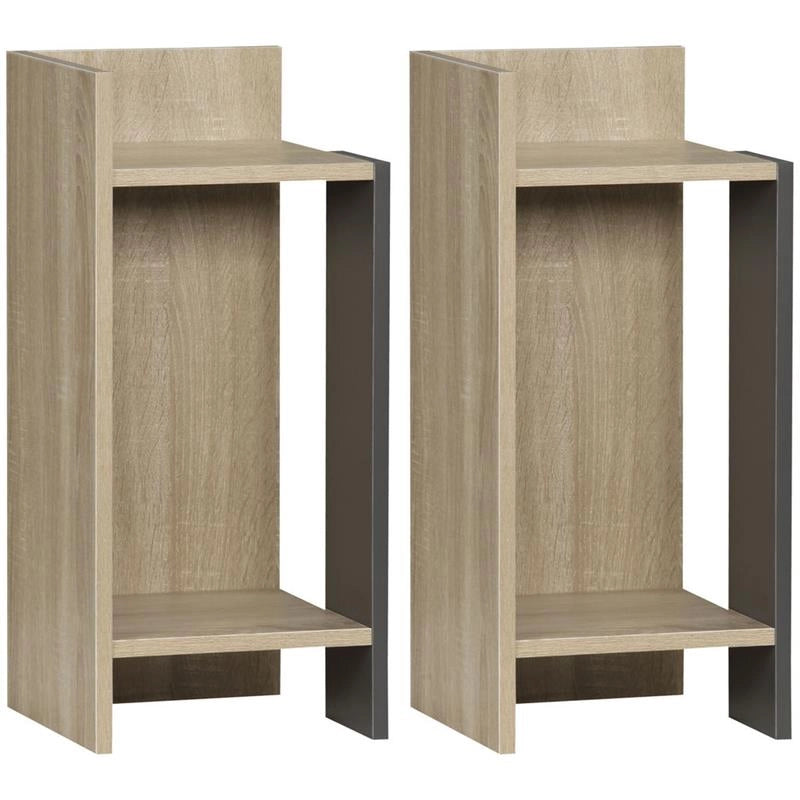 SET 2 COMODINI MODERNI CON RIPIANO APERTO 27X25X60CM OLORE GRIGIO