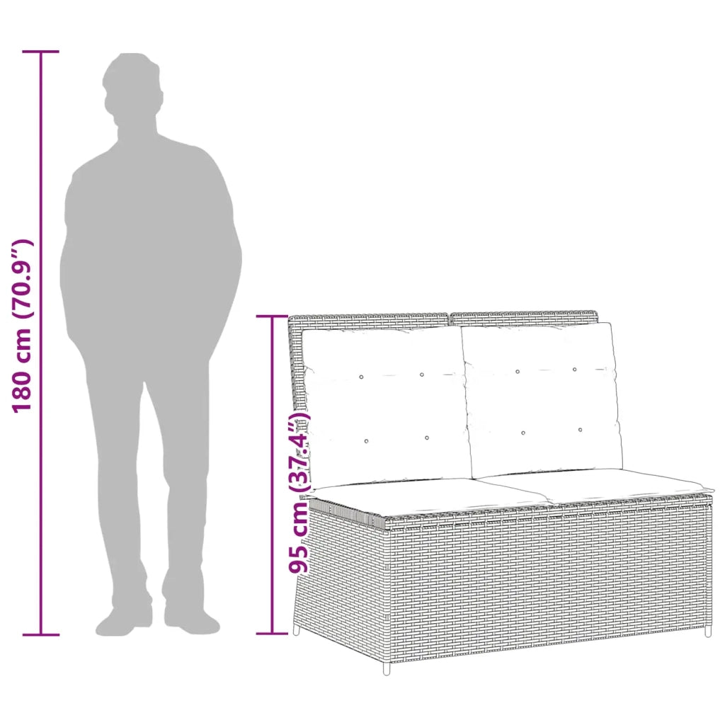 Panchina da giardino Grigio chiaro polyrattan 3394472