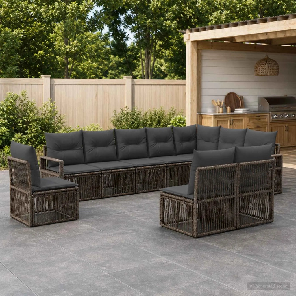 Set Divano da Giardino 10 pz Grigio polyrattan 3435740