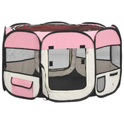 Box pieghevole per cani con borsa per il trasporto 110 x 110 x 58 cm rosa 02_0001730