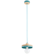 Lampada sospensione minimal blu legno E27 Alfa LARSO