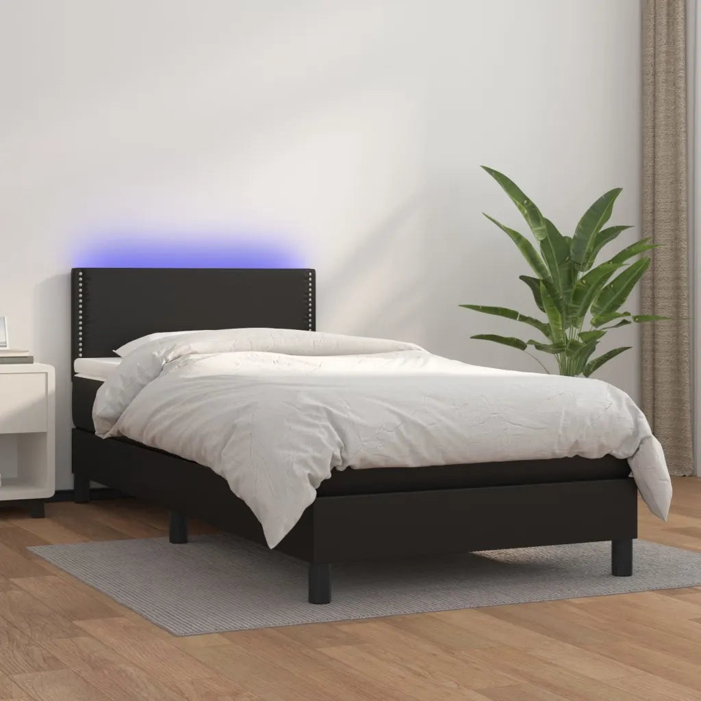 Giroletto a Molle con Materasso e LED-Struttura Letto Nero 90x200 cm Similpelle 520602
