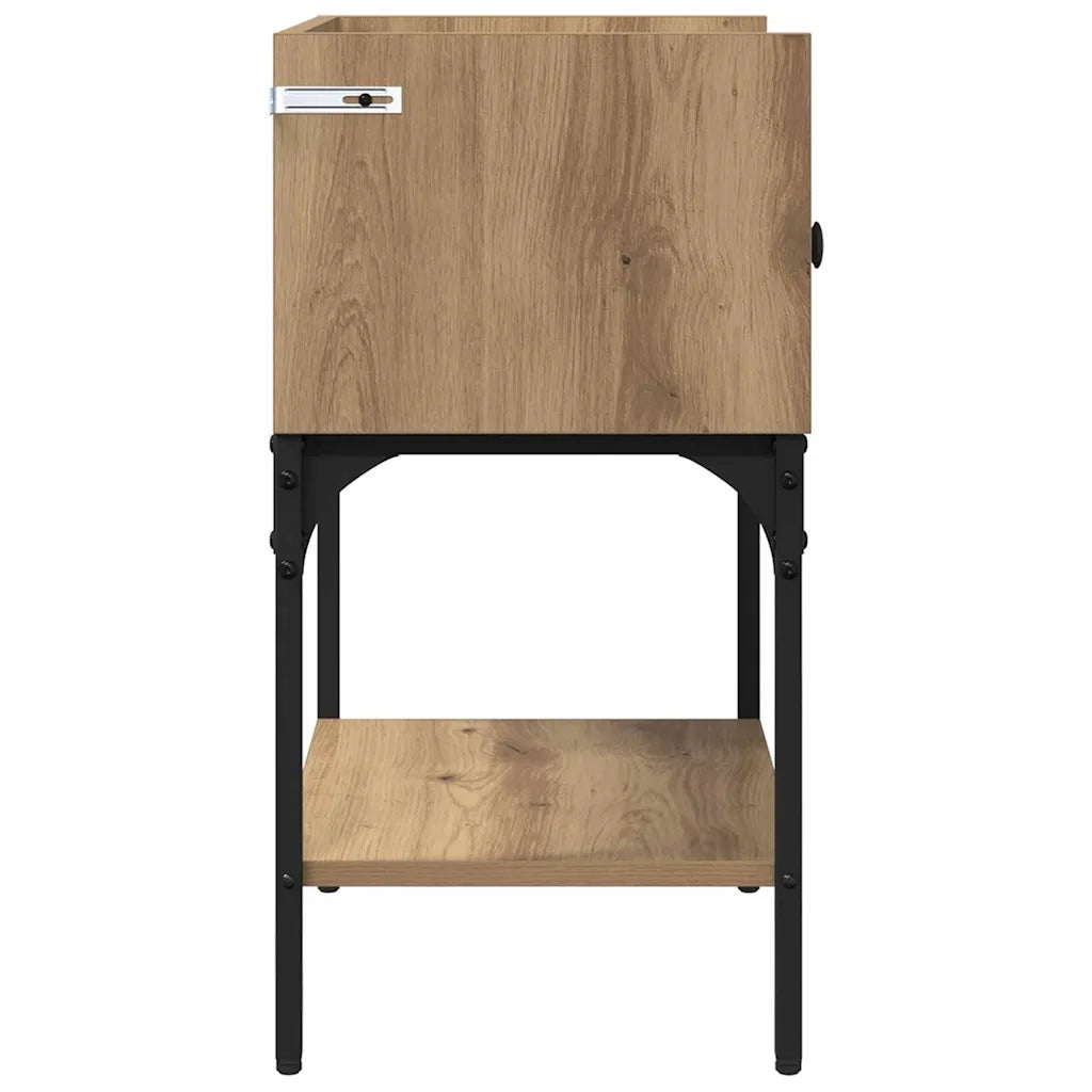 Comodino con cassetto 2 pz-Set di 2 Tavolino da notte Rovere artigianale 40 x 29 x 60 cm