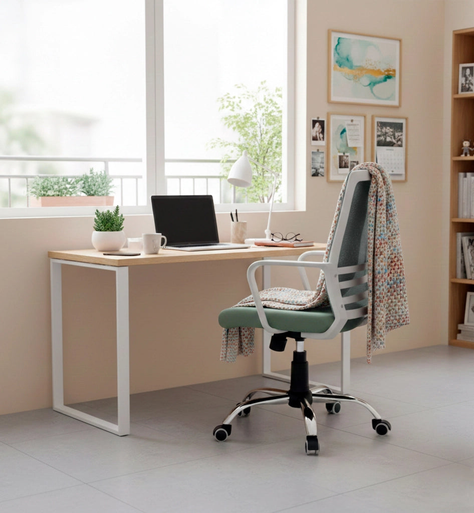 Sedia studio Hispanohogar altezza regolabile in tessuto verde