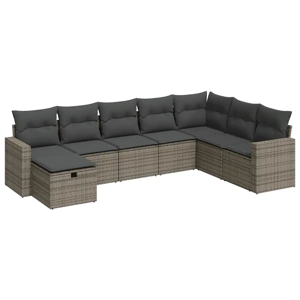 Set Divano da Giardino 8 pz con Cuscini Grigio in Polyrattan 3325436