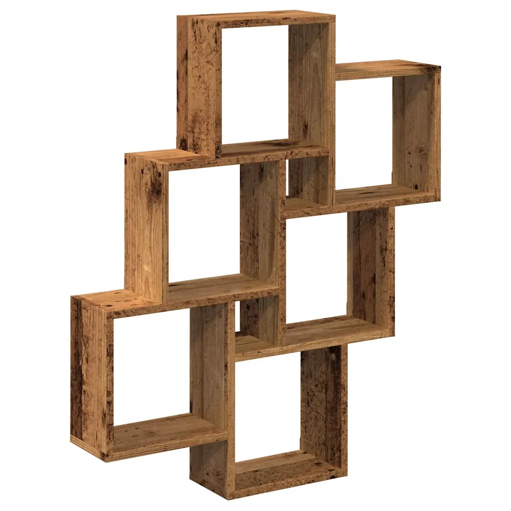 Mensola a Muro a Cubo Legno Antico 78x15x93cm Legno Multistrato 856594