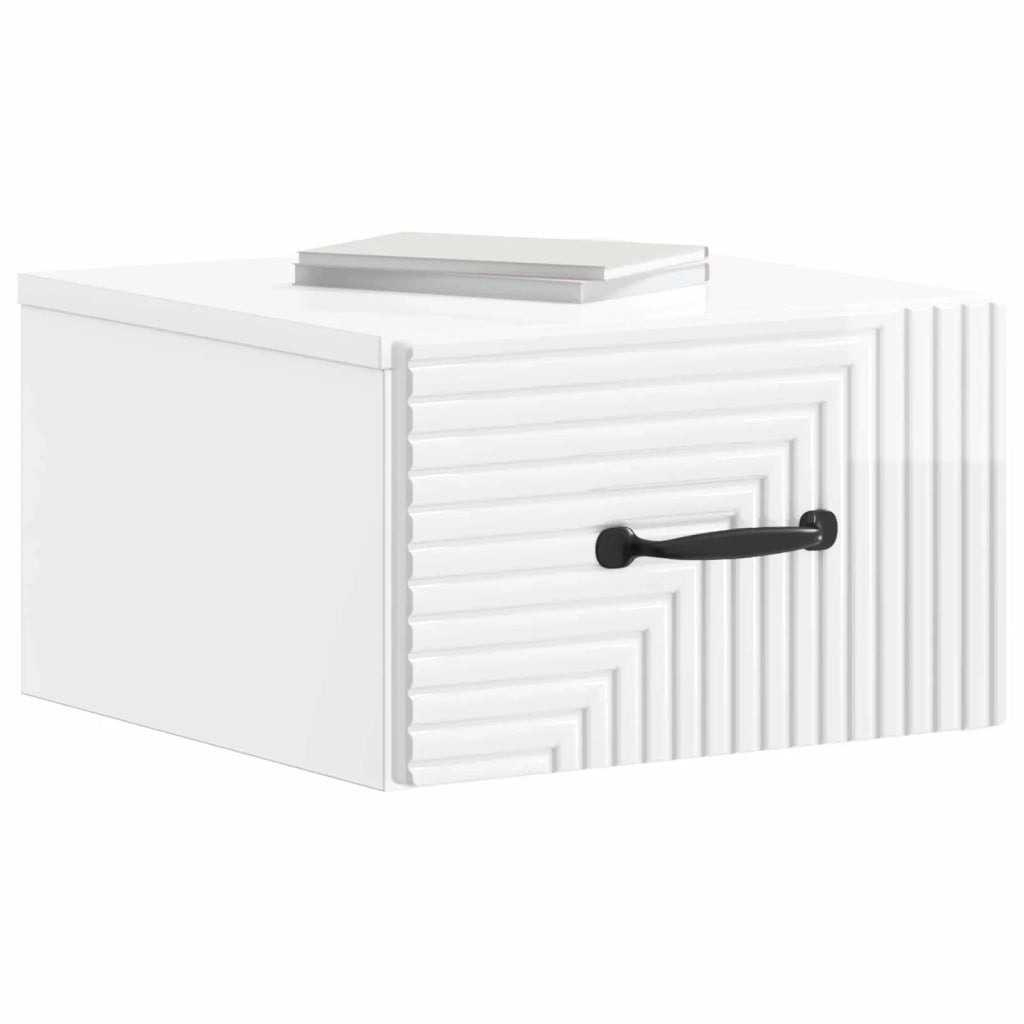 Mobiletto da notte a muro Bianco Lucido 34,5 x 33 x 20 cm 898603