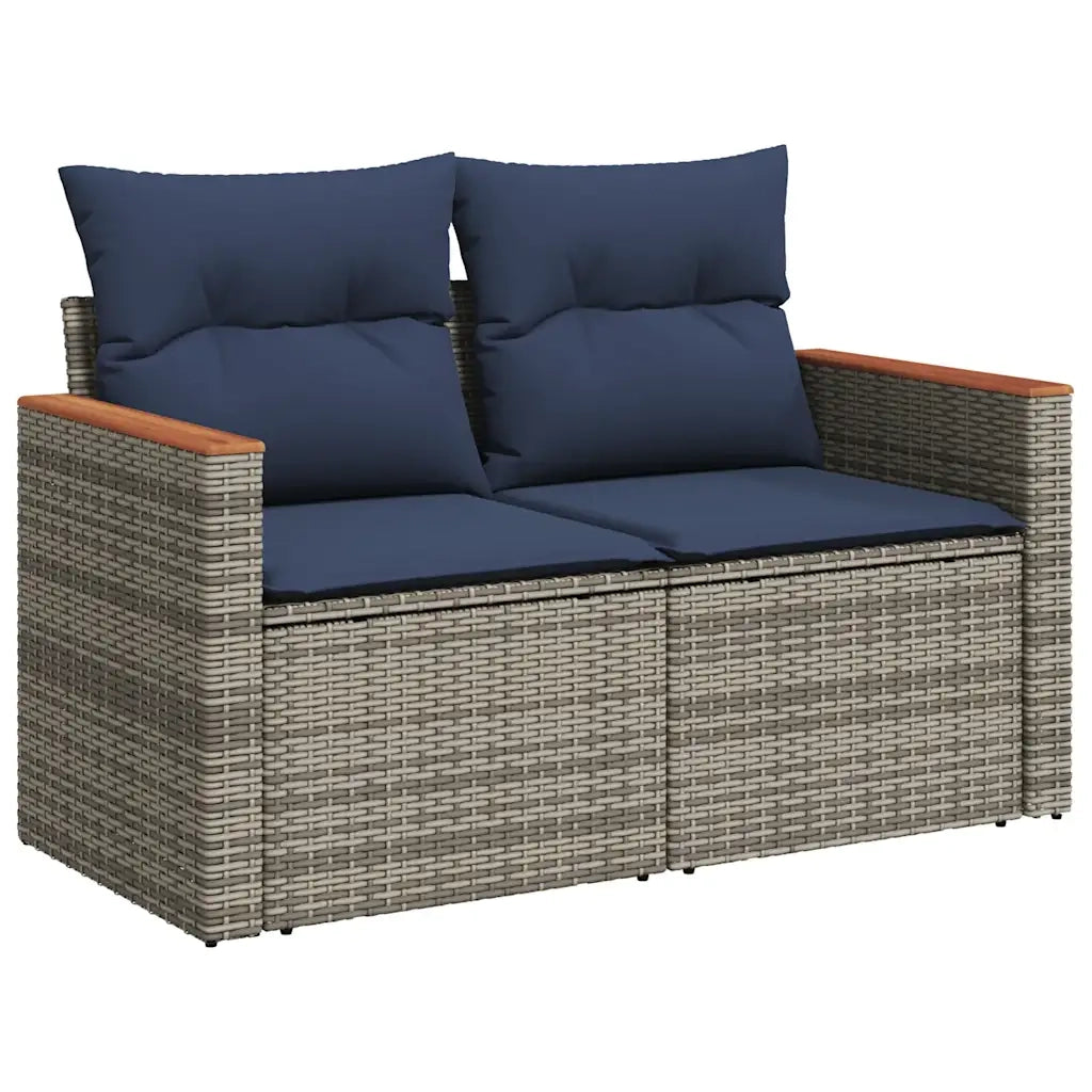 Set Divani da Giardino 7 pz con Cuscini Grigio in Polyrattan 3225872