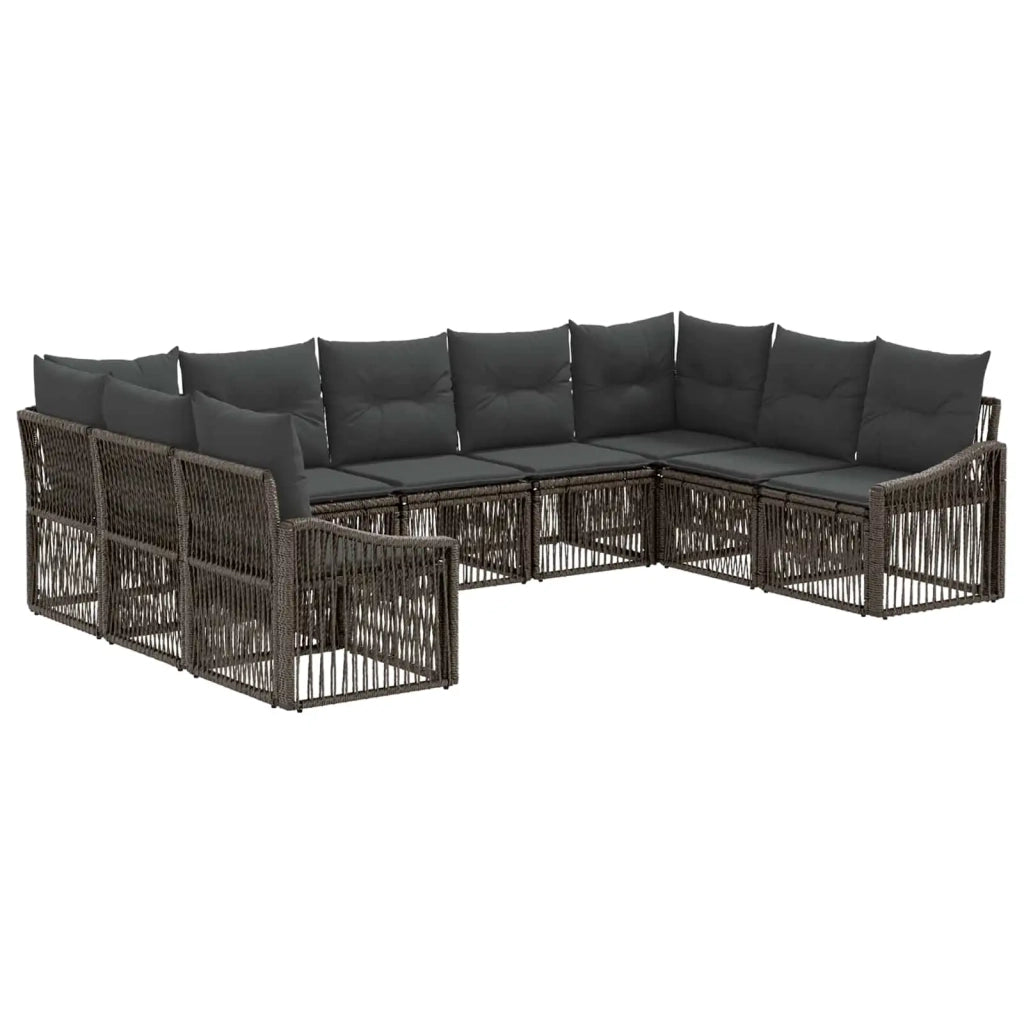 Set Divano da Giardino 9 pz Grigio polyrattan 3436109