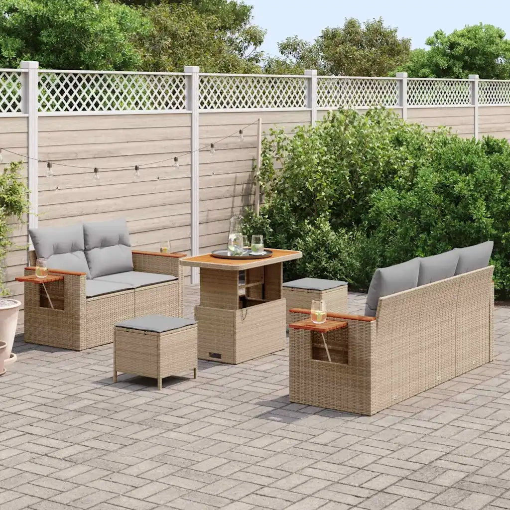 Set Divano da Giardino 10 pcs Beige e Grigio Chiaro polyrattan