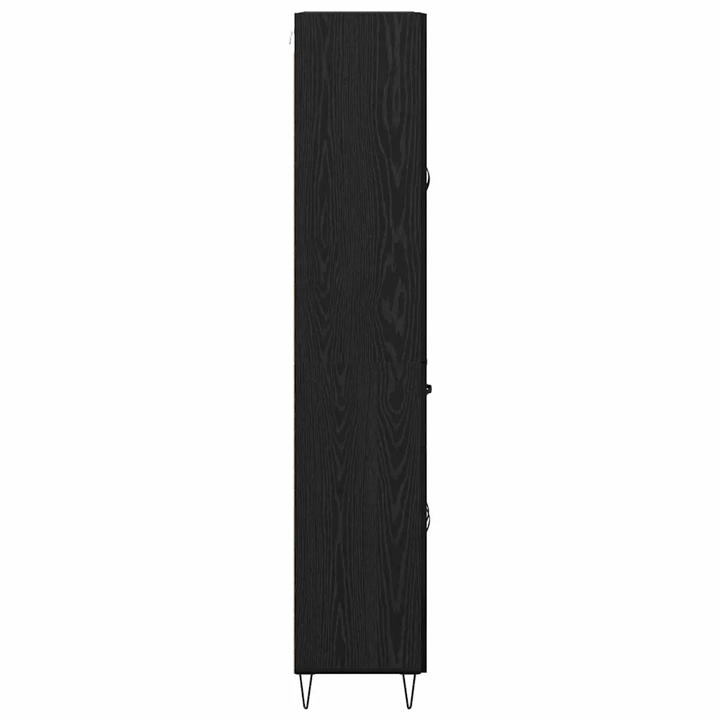 Credenza 2 pz-Set di 2 Buffet-Armadio da cucina Rovere Nero Legno ingegnerizzato e vetro 688644