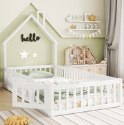 Letto per bambini 90x200 cm con design a casetta e sponde di sicurezza