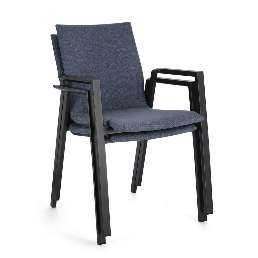 Set di 4 Sedia da Esterno con Braccioli in Alluminio e Tessuto - CLASSICAL