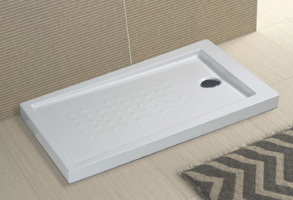 Piatto doccia antiscivolo h.5cm ultraflat in resina bianco Milo 80x150 cm