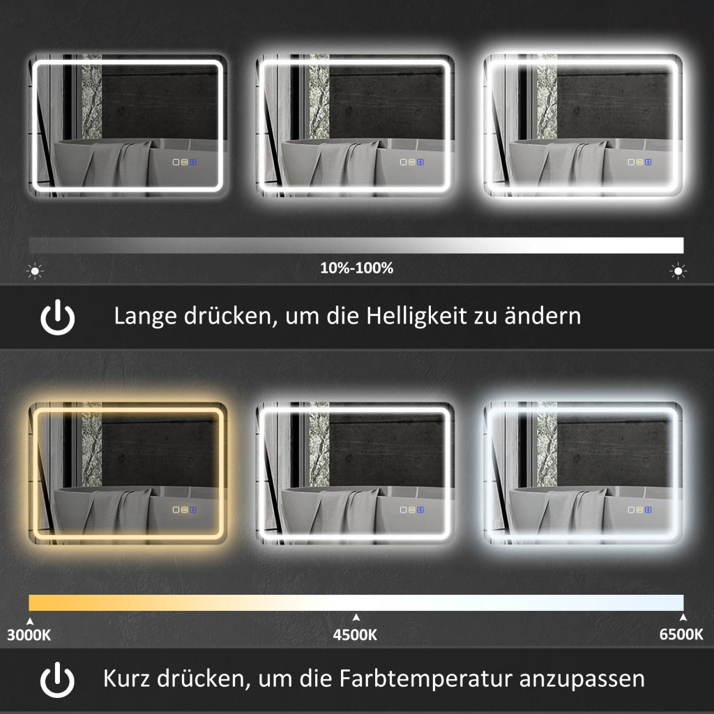 Specchio Bagno con LED ¨C zephmum ¨C Argento 60x30x