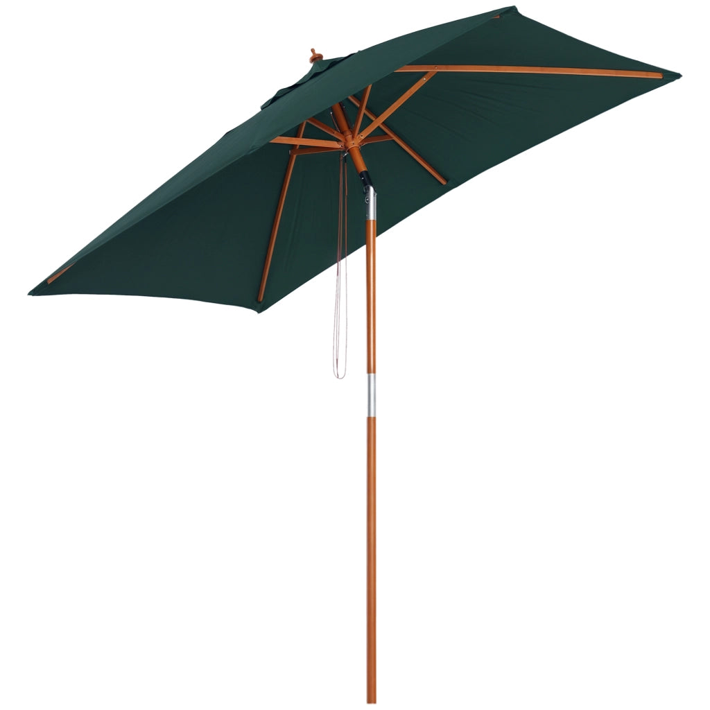 Ombrellone da Giardino Inclinabile ¨C Xylo ¨C 2x1.5m Legno Verde 6 Stecche