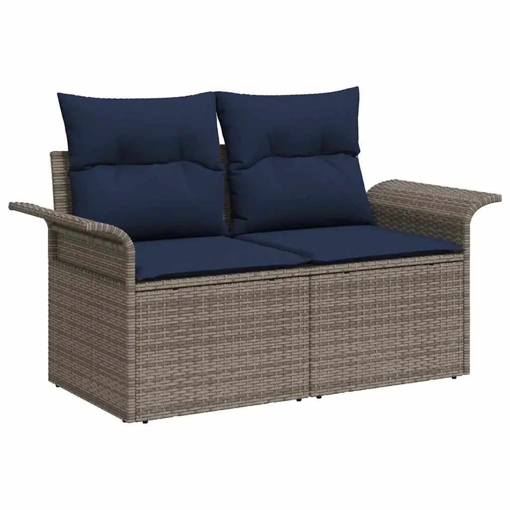 Set Divano da Giardino 7 pcs Grigio e Blu Navy polyrattan 3353934