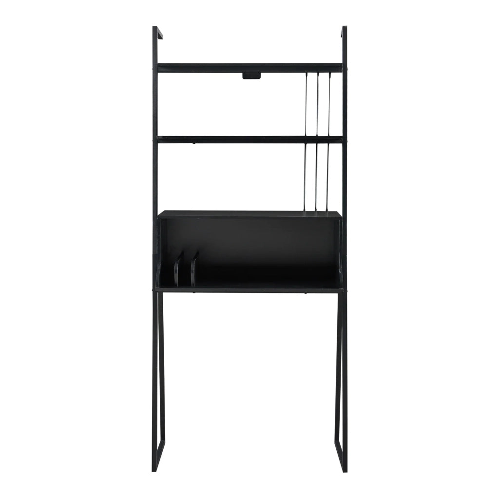 Set di 2 mobili con scala scaffale e scrivania nera 03_0009368